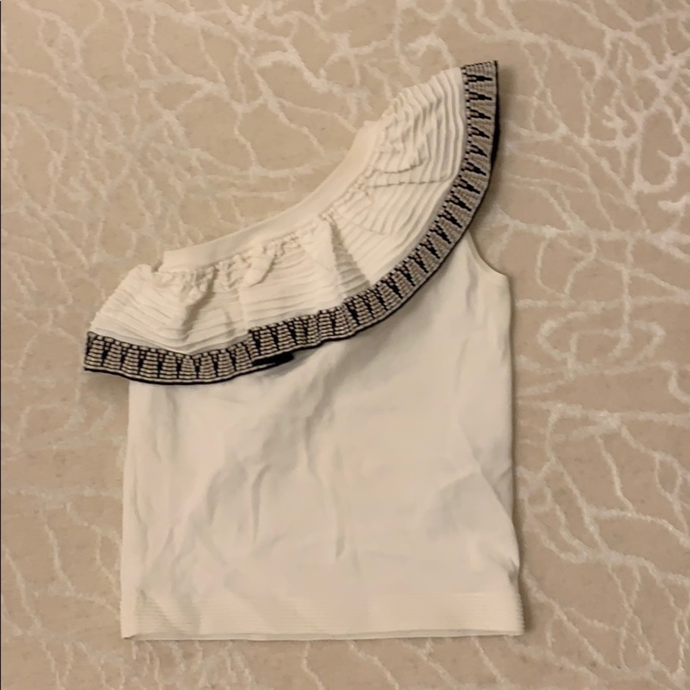 Maje off the shoulder white top with gold detail